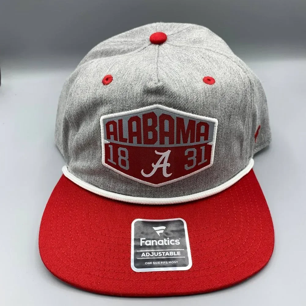 Alabama Crimson Tide Hat Men Gray Red Fanatics Snap‎ Back Cap Cotton